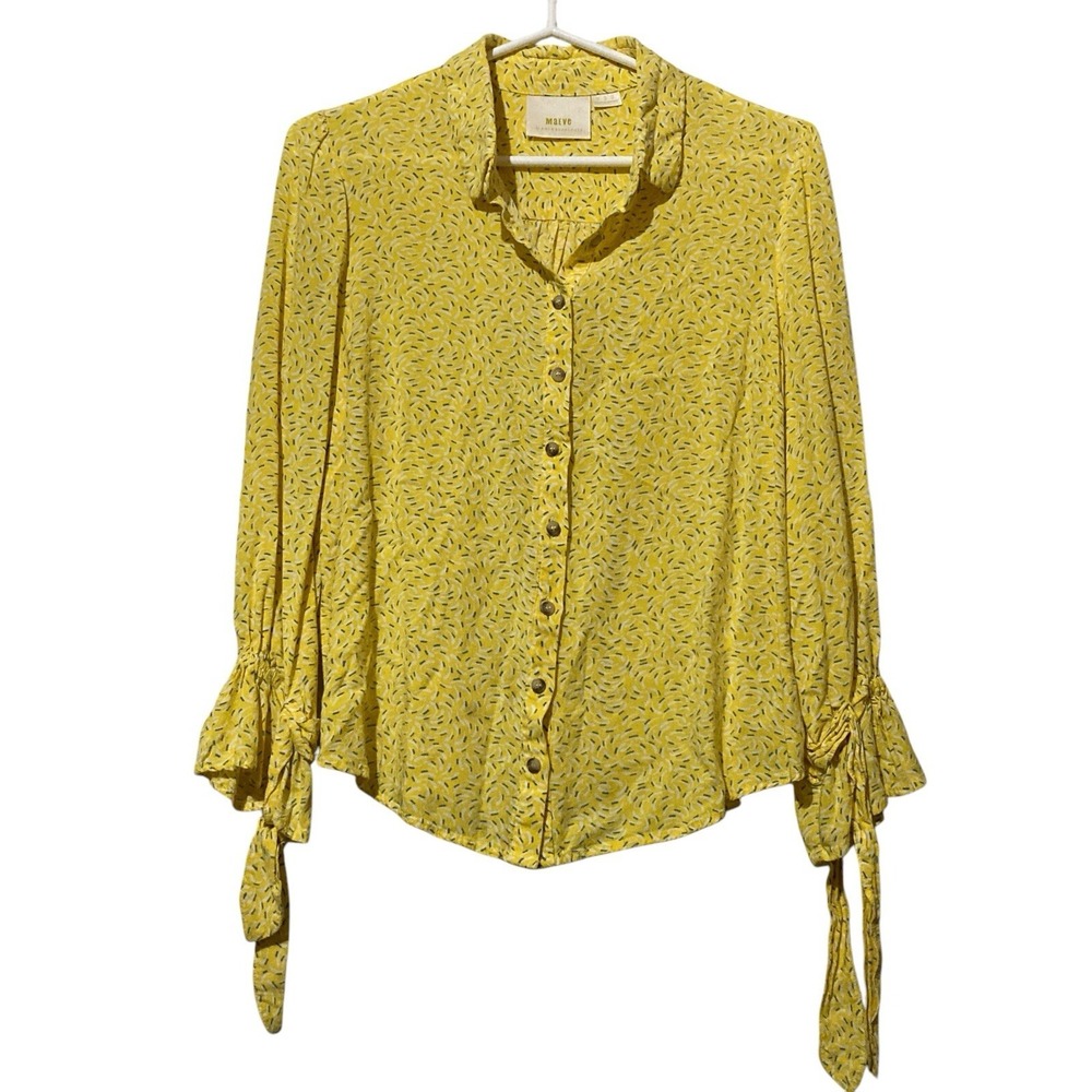 Maeve Anthropologie Blouse Womens 12 Marva Button Yellow